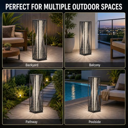 solar yard outdoor solar floor lamp resin wicker, view 9