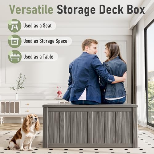 KAMABOKO Outdoor Storage Box, 150 Gallon Deck Box Outdoor Waterproof