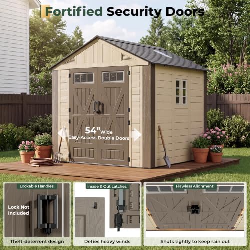 Resin Shed 8x8 FT Outdoor Storage Shed with Floor Included