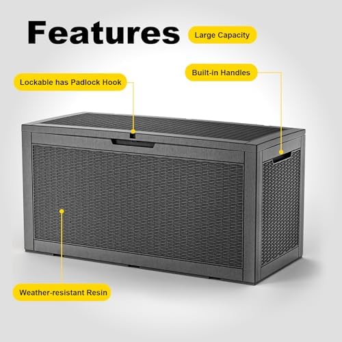 Deck Box 170 Gal Waterproof Outdoor Storage Patio Organizer Black
