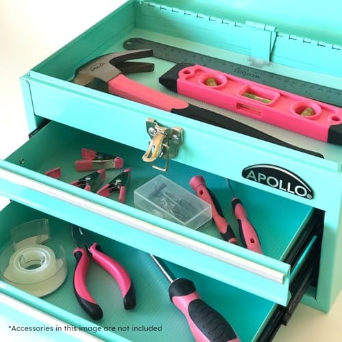 Apollo Tools 14 Inch Steel Tool Box, Aqua Green DT5010-GR