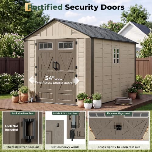 Resin Shed 8x12 FT Outdoor Storage Shed with Floor Included