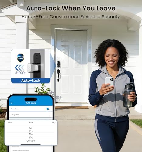 Veise VE07-H Fingerprint Smart Lock for Front Door Handle Set, Matte Black