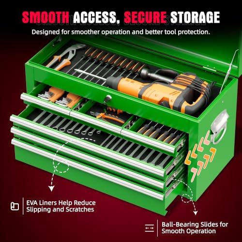 Bonusall 8 Drawer Rolling Tool Chest and Cabinet Combo,Heavy-Duty Metal Garage Tool Chest with Wheels and 2 Doors,2-in-1 Top Box and Roller Cabinet Combo for Garage, Workshop, Warehouse-Green