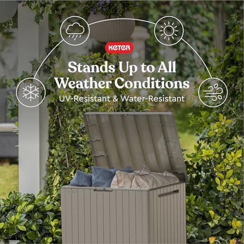 Keter City 30 Gal Outdoor Storage Box and Patio Side Table