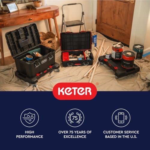 Keter Stack-n-Roll Dolly – Heavy-Duty Rolling Base Cart with Locking Wheels | Modular Mobile Workstation & Tool Storage Platform | Durable, Easy-Glide Design for Garage, Jobsite & Workshop