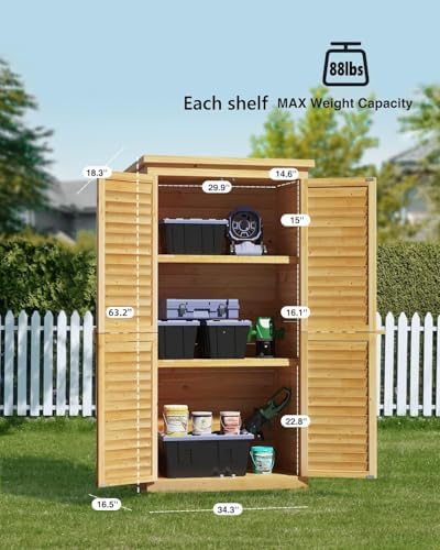 Bealife 63.2" Outdoor Storage Cabinet with Double Doors - Natural