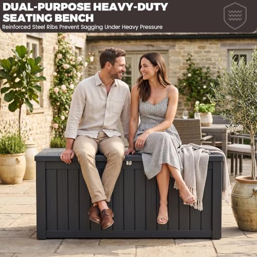 Outdoor Storage Box,150 Gallon Waterproof Deck Box [Upgraded 3.0]