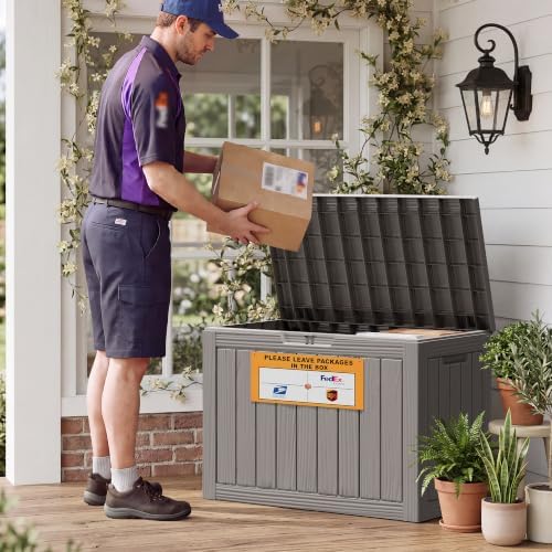 Package Delivery Box for Outside with Sign 50 Gallon (Gray)