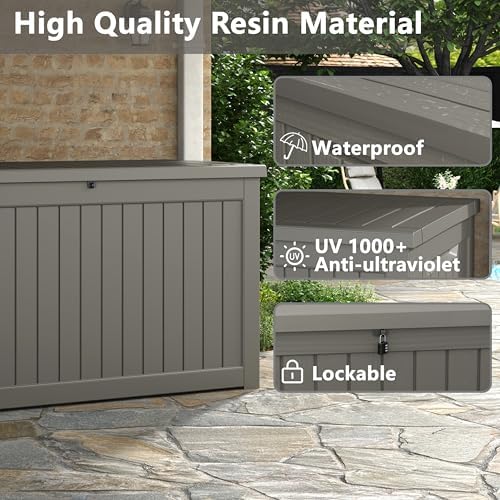 KAMABOKO 280 Gallon Outdoor Storage Box Waterproof Deck Box for Patio