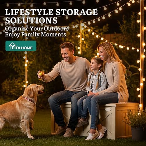 YITAHOME 150 Gallon Large Deck Box with X-Shaped Front