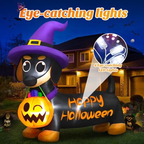 Danxilu Halloween Inflatables Outdoor Decorations 5 FT Dachshund Wiener Dog