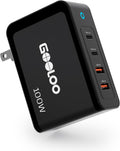 GOOLOO 100W USB C Charger Block, 4-Port Foldable Compact Fast Wall Charger