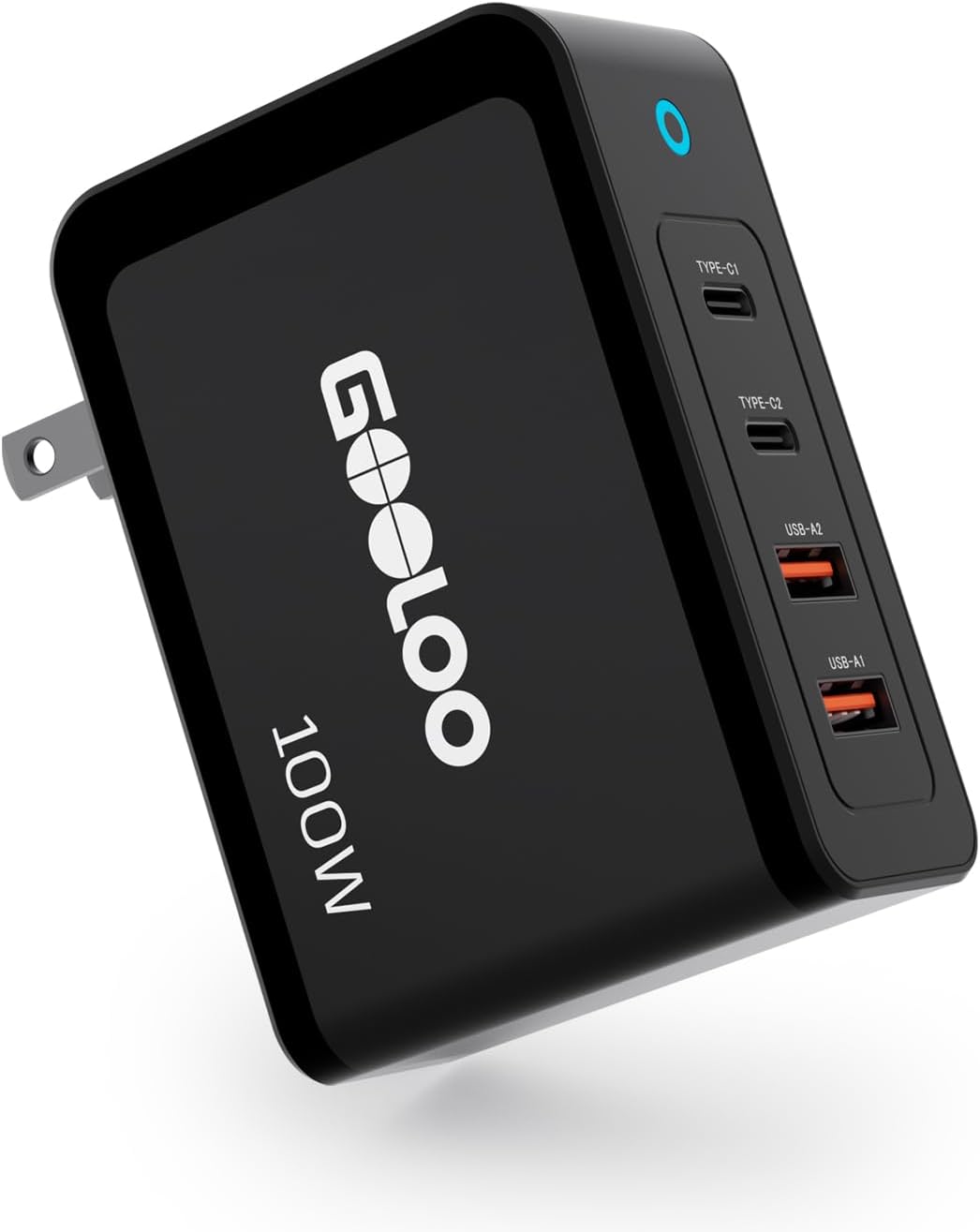 GOOLOO 100W USB C Charger Block, 4-Port Foldable Compact Fast Wall Charger