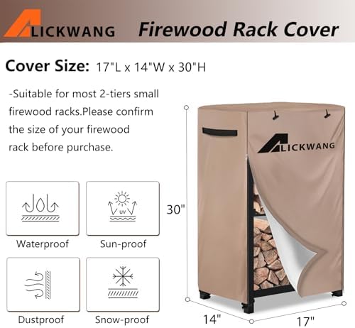 Outdoor Waterproof 17 Inch Small Firewood Rack Cover with Zipper
