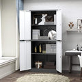 PEUKC Metal Storage Cabinet with Adjustable Shelves & Locking Doors, Tool Cabinets for Garage, Office, Home, School, Gym Storage (White Grey, 31.5" W x 15.7" D x 71" H - C)