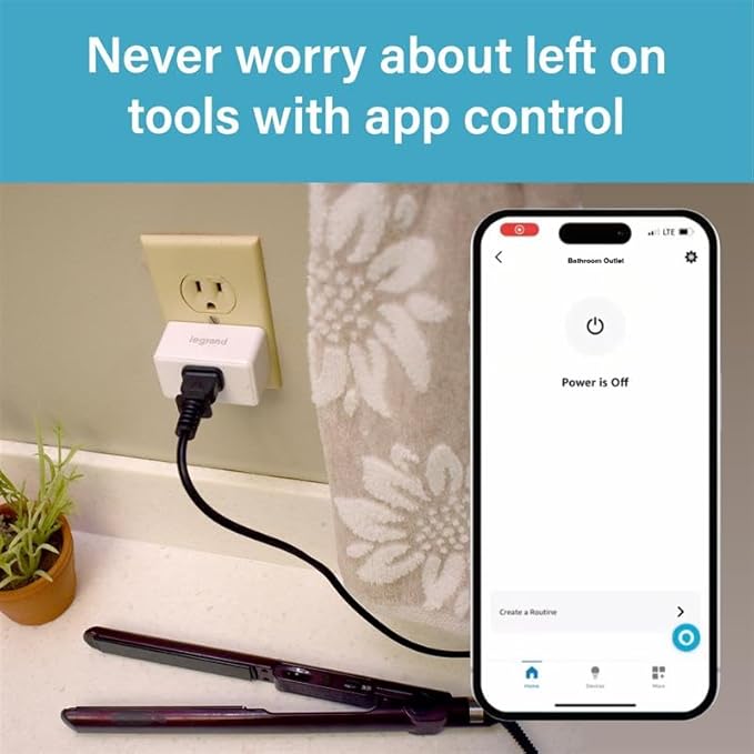Legrand Radiant® Wi-Fi Matter Smart Plug Matter Hub Required 15A, Easy Setup (4 Pack)
