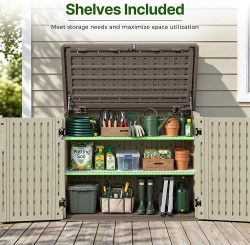 Macrout 25 Cu Ft Outdoor Storage Cabinet with Shelves, Waterproof ST5737
