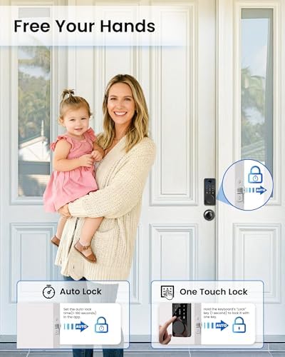 Smart Deadbolt Lock with 2 Knobs,Fingerprint Keyless Entry Door Lock