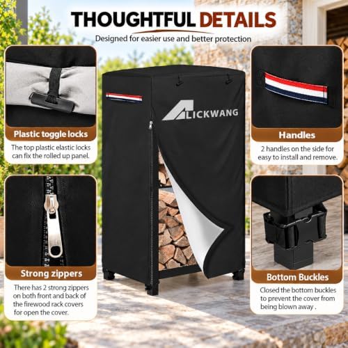 Outdoor Waterproof 17 Inch Small Firewood Rack Cover with Zipper