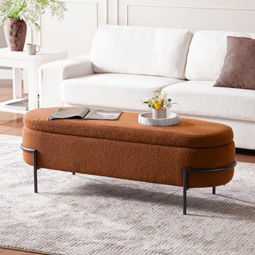 FiveWillowise 52 Inch Sherpa Storage Ottoman Bench,End of Bed Bench