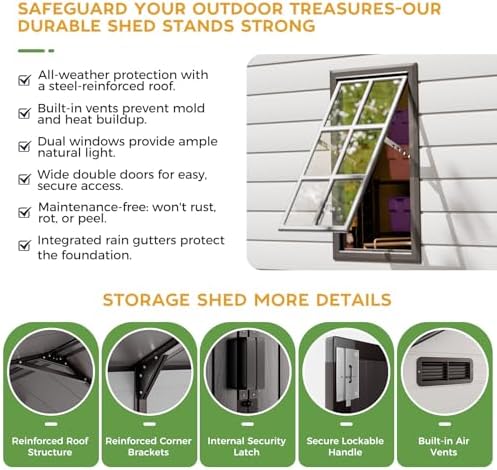 WACASA 8x14 FT Deep Resin Plastic Outdoor Storage Shed, Floor Included