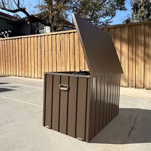 PURPLE LEAF Outdoor Deck Box 100 Gallon, Waterproof Lockable Storage, Brown