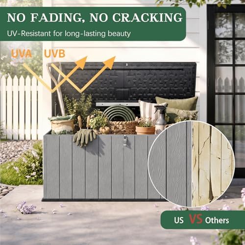 Outdoor Storage Shed, Resin Waterproof Storage Cabinet, Large Deck Box
