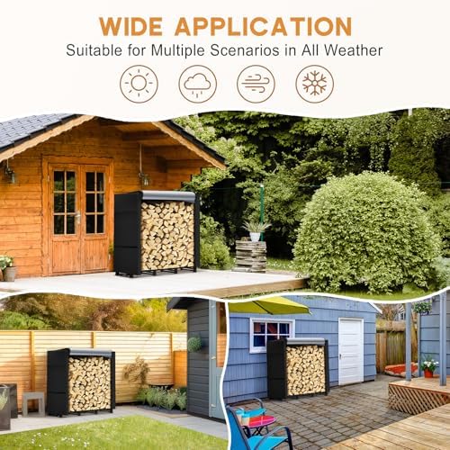 4ft Firewood Rack Outdoor with Waterproof Widened Cover
