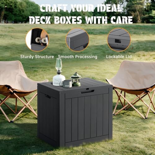 NUNU LAB 34 Gal Outdoor Storage Box Waterproof Lockable,Deck Box,Black
