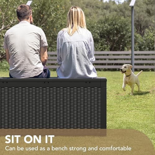 Devoko 100 Gallon Waterproof Deck Box, Resin Large Outdoor Storage Box