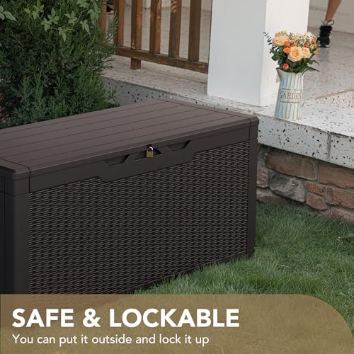 Devoko 100 Gallon Waterproof Deck Box, Resin Large Outdoor Storage Box