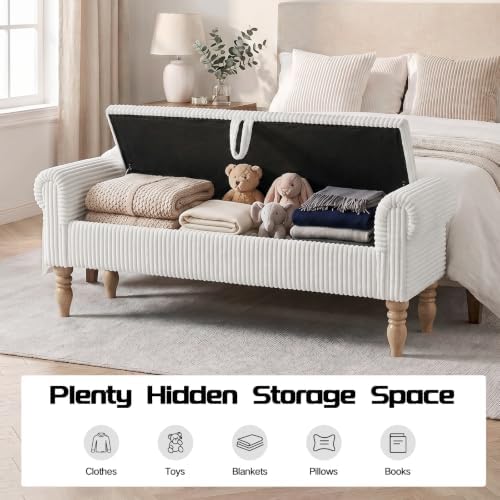 60" Storage Bench for Bedroom,End of Bed Bench with Storage