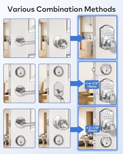 TEEHO TE018 Smart Keypad Door Lock with Handle, App Control, Satin Nickle