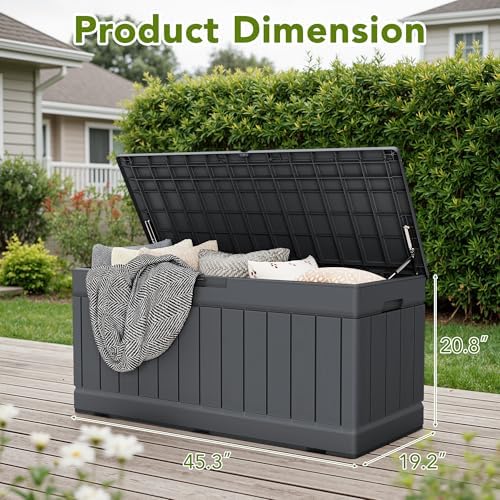 Devoko 78 Gallon Deck Box, Waterproof Resin Outdoor Storage Box