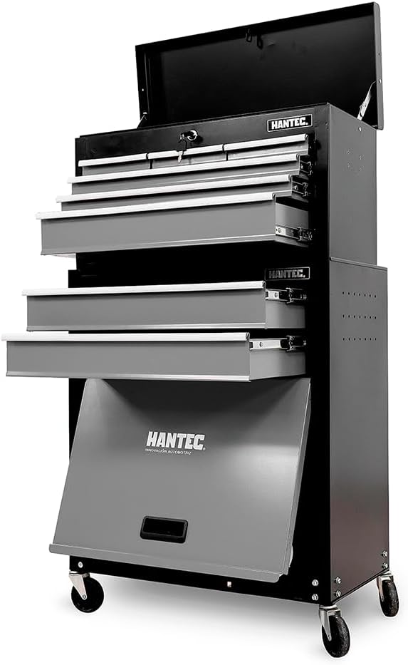 Hantec 9 Drawer Rolling Tool Chest, High Capacity Tool Box with Lockable Wheels and Drawers, Heavy-Duty Steel Toolbox Storage Cabinet Organizer for Garage, Warehouse, Repair Shop (Gray)
