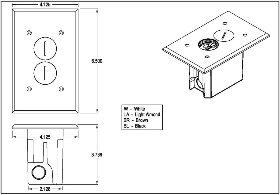 arlington flbr101br electrical box floor kit with outlet shown in use