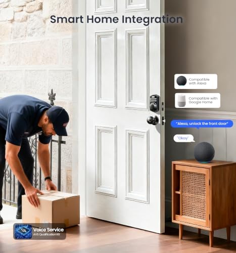 Veise VE012W-K WiFi Fingerprint Smart Lock with 2 Knob Set, Matte Black
