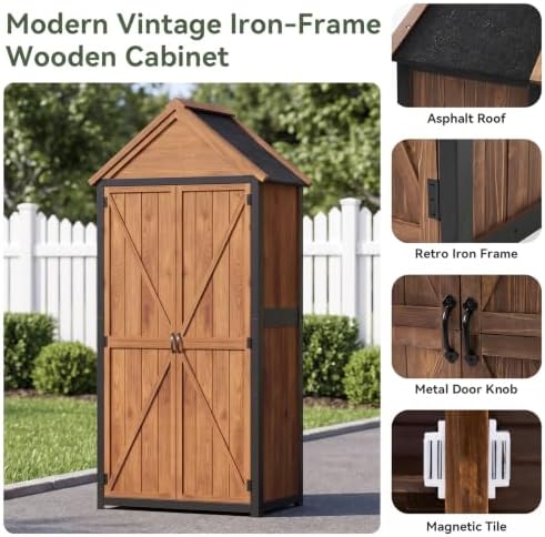Aoxun Wood Outdoor Storage Cabinet with Floor 2.5'x1.4'