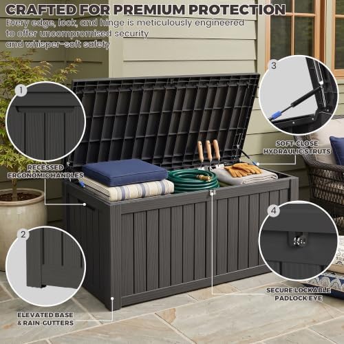 Outdoor Storage Box,150 Gallon Waterproof Deck Box [Upgraded 3.0]