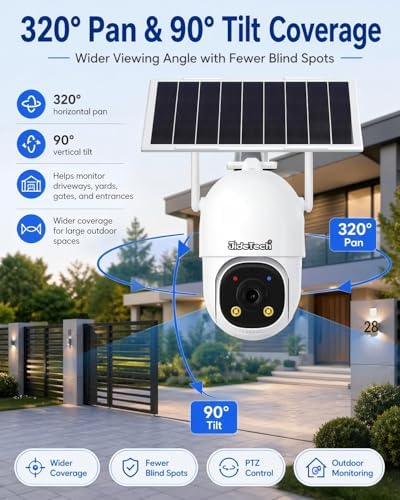 jidetech 3mp 4g lte solar security camera outdoor, side view