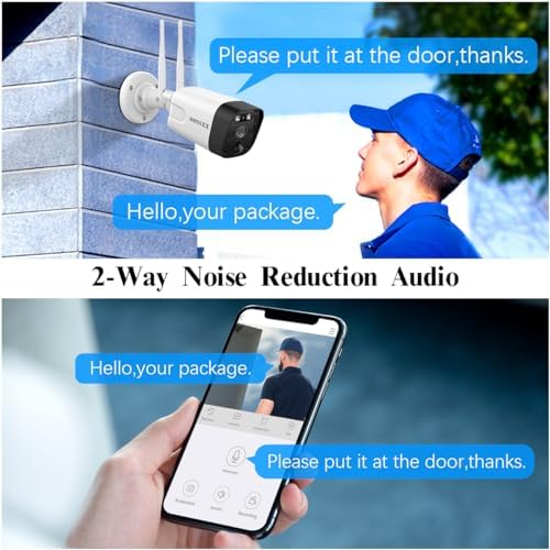 oossxx 5mp security wireless camera system outdoor exterior, close-up detail