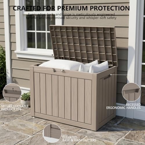 Outdoor Storage Box, 50 Gallon Waterproof Deck Box [Upgraded 3.0]