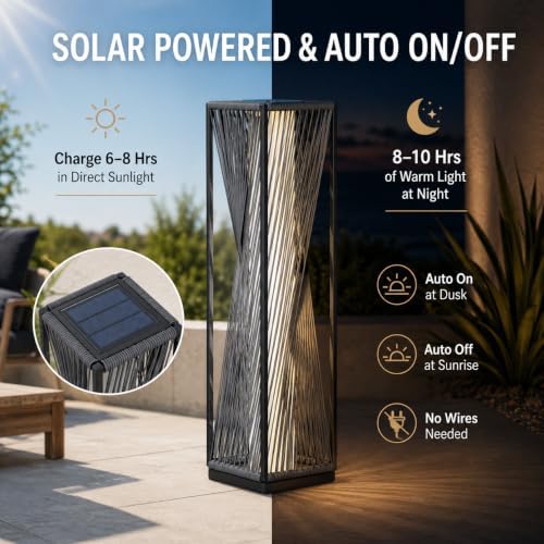 solar yard outdoor solar floor lamp resin wicker on a desk or shelf