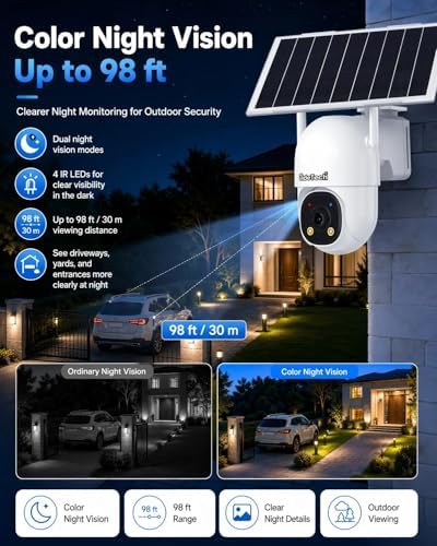 jidetech 3mp 4g lte solar security camera outdoor showing dimensions