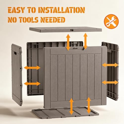 NUNU LAB 34 Gal Outdoor Storage Box Waterproof Lockable,Deck Box,Grey
