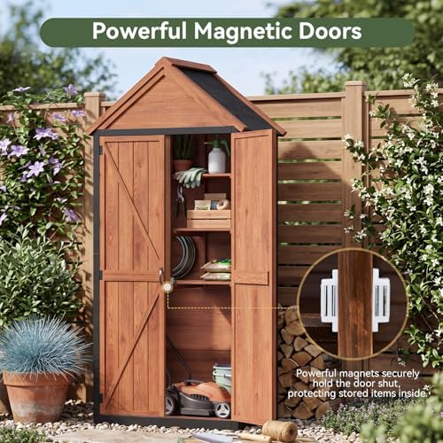 Aoxun Wood Outdoor Storage Cabinet with Floor 2.5'x1.4'
