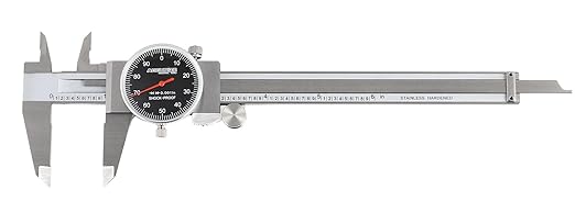 Accusize Industrial Tools 0-6" x 0.001" Dial Caliper, Stainless Steel in Fitted