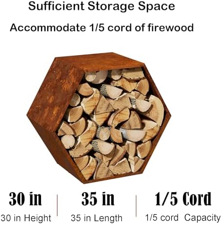 Firewood Log Rack, Heavy-Duty Hexagon, Indoor & Outdoor