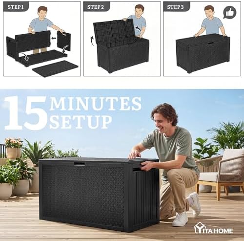 YITAHOME 95 Gallon Large Outdoor Deck Box